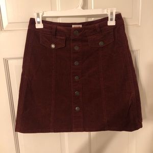 dark red corduroy button down skirt!